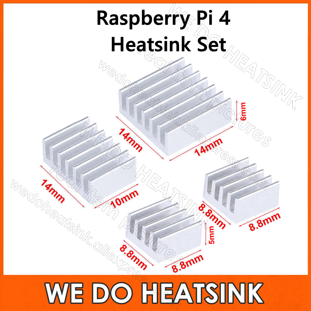 WE DO HEATSINK 4pcs/set Raspberry Pi 4 DIY Heat Sink Aluminum Heatsink Cooler Radiator Kit for Raspberry Pi 4B Heat Dissipation
