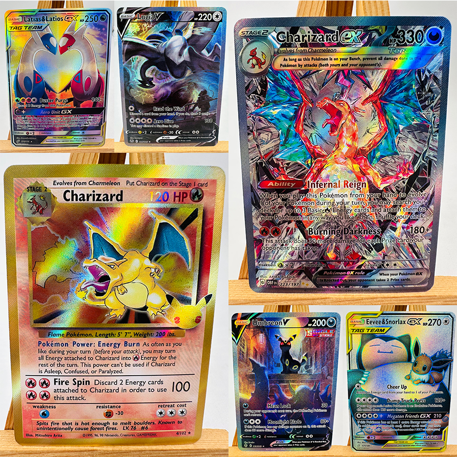 PTCG Lugia Charizard Umbreon Sylveon игрушки хобби коллекционные предметы коллекция игр аниме карты