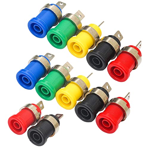 12Pcs 4mm Banana Jack Female Panel Mount Banana Socket Binding Post Adapter for 4mm Banana Plug Connector