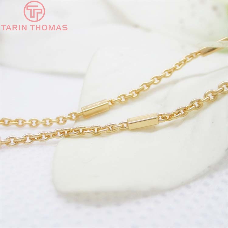 (4223)2 metros 1.6mm 24k champanhe ouro cor cobre redondo o forma link com retângulo tubo cadeias colar cadeias de alta qualidade