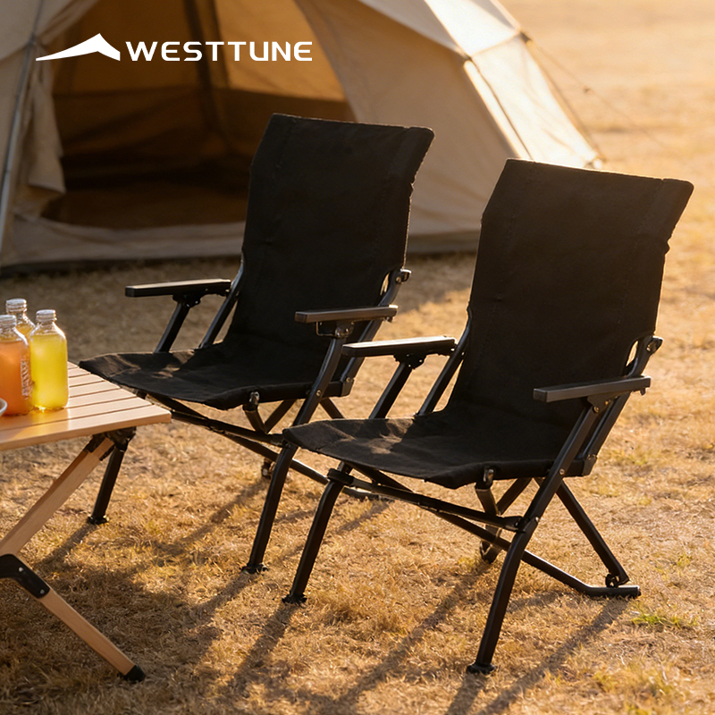 WESTTUNE Opvouwbare buitenstoel Draagbare ligstoel met hoge rugleuning Lichtgewicht campingstoel voor thuispicknick tuinmeubilair