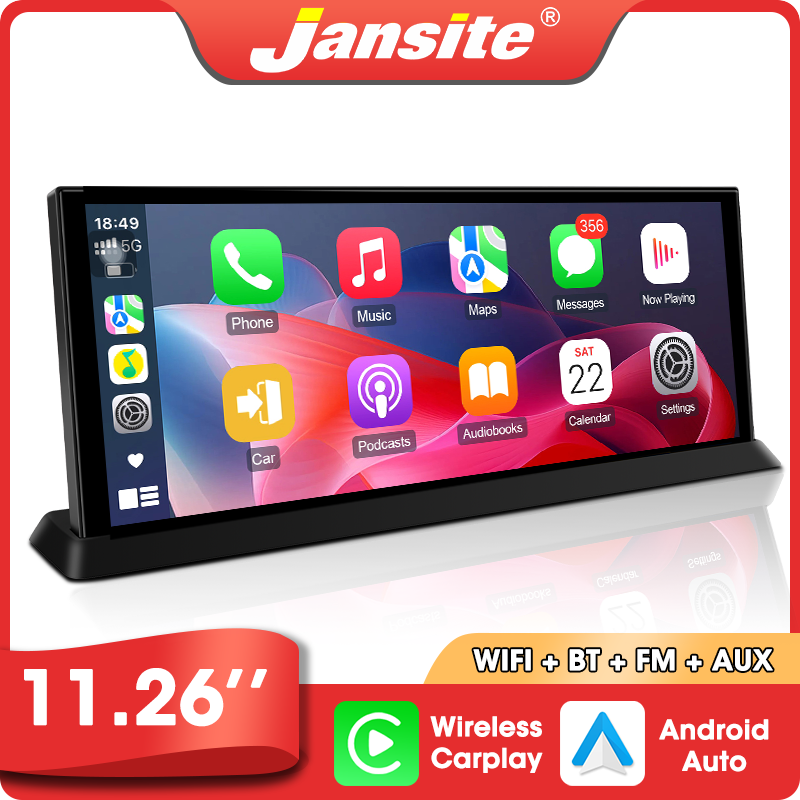 Layar CarPlay portabel nirkabel 10,26/11,26 inci, radio mobil dengan pemutar multimedia, Android Auto, layar IPS, sistem otomotif cerdas​