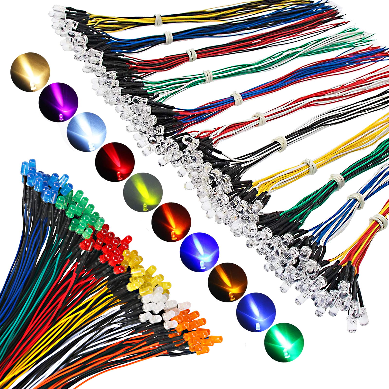 25szt Wstępnie okablowane diody LED 12v Szybka powolna lampa błyskowa RGB Diody emitujące 5mm Lampa DIY Projekty Biały Czerwony Zielony Niebieski Pomarańczowy Żółty