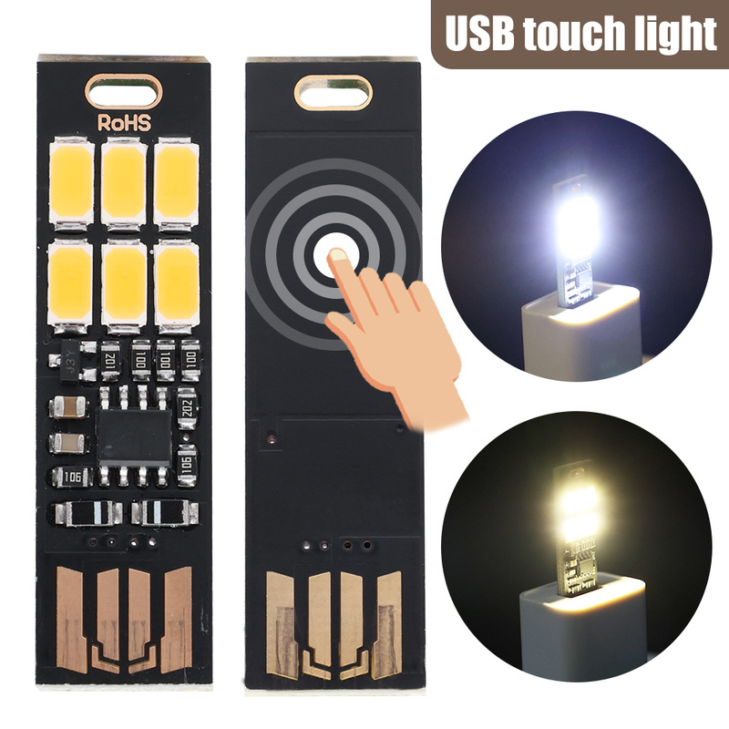 Luz de tarjeta USB portátil Mini luces LED 6 llavero LED luz nocturna 1W 5V atenuación tarjeta de bolsillo luz USB luces