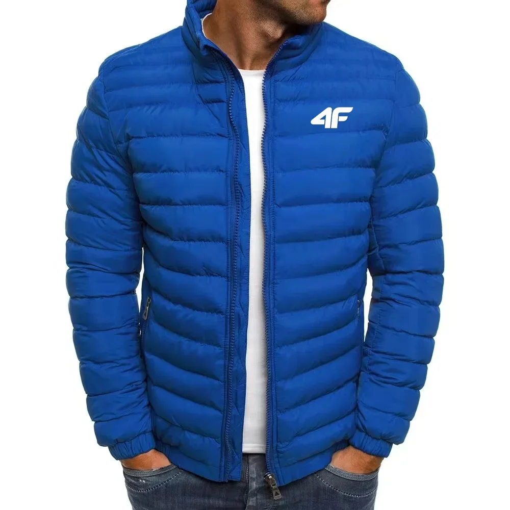 Jaqueta masculina com gola alta, casaco quente leve de algodão grosso, agasalhos térmicos de inverno com zíper, streetwear vintage outono inverno