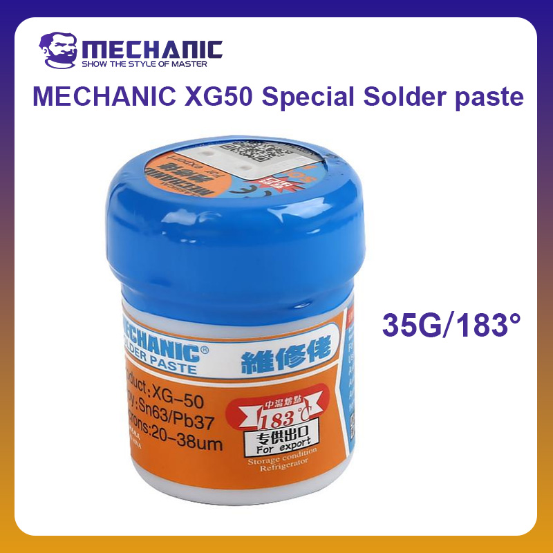 МЕХАНИЧЕСКАЯ ОФИЦИАЛЬНАЯ XG50 XGSP50 Паяльная оловянная паста Точка плавления 183 ℃   Паяльная паста с флюсом для ремонта микросхем SMD печатной платы телефона