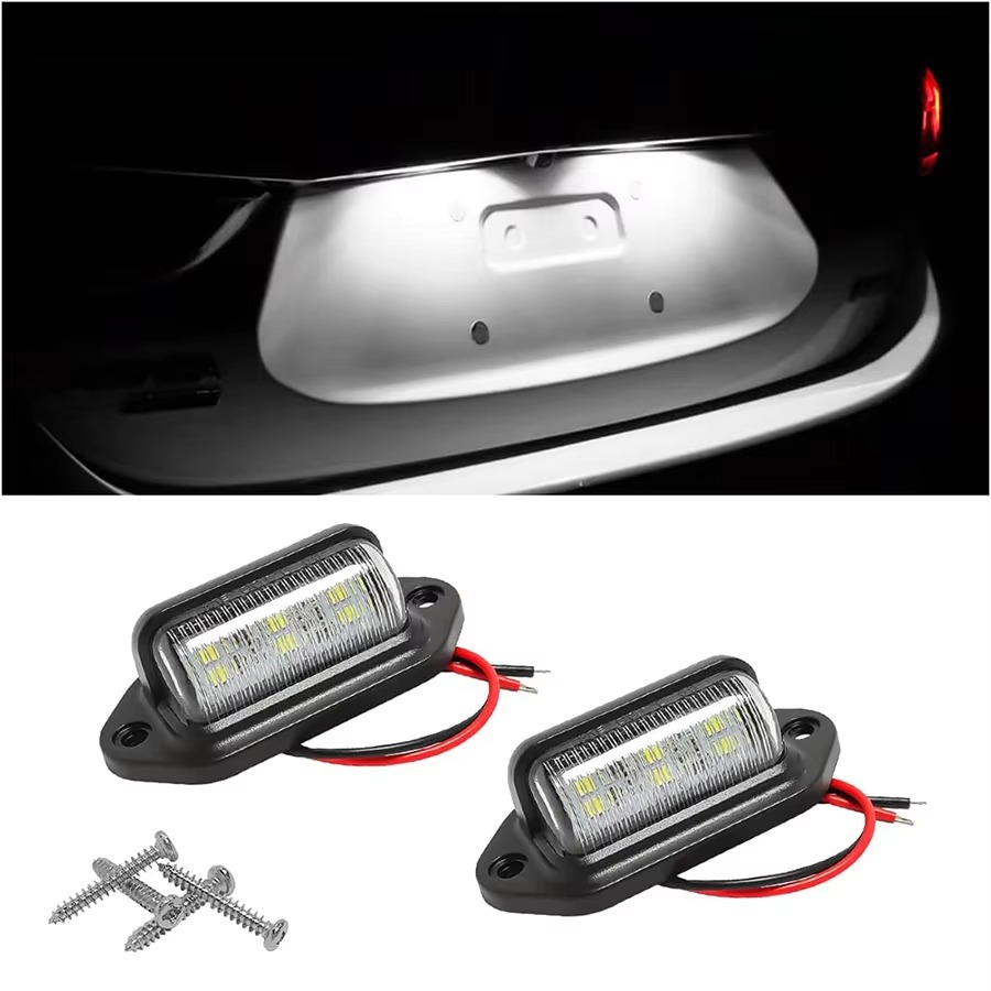 2PCS 6 LED รถใบอนุญาตจํานวนแผ่นสําหรับ SUV รถบรรทุกรถพ่วง Van แท็กขั้นตอนโคมไฟหลอดไฟสีขาวรถผลิตภัณฑ์ใบอนุญาตไฟ