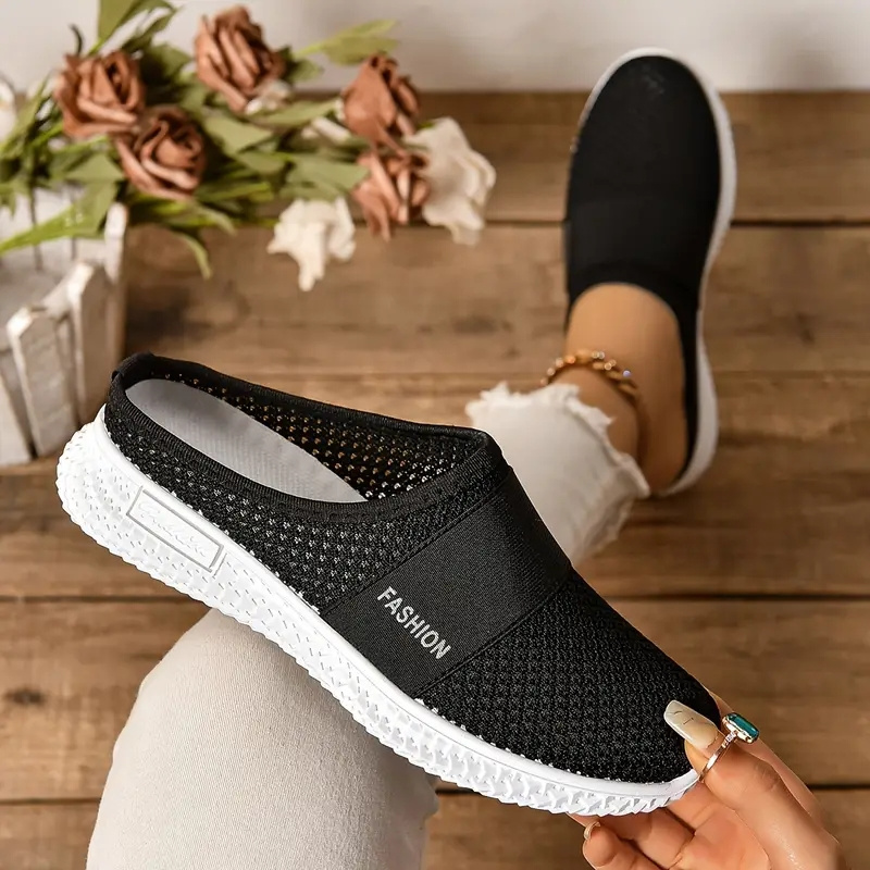 Damesschoenen, casual damesschoenen, zomerse mesh ademende damesschoenen met dikke zool en hoofdband met halve ondersteuning