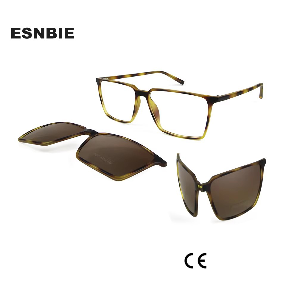Trendy Quadratische Polarisierte Klapp Clip Auf Sonnenbrille UV400 Magnetische TR90 Brillen Rahmen Männer Rezept Fahren Sonnenbrille