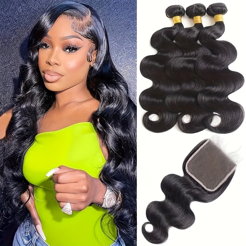 Zestaw: 5x5 HD Lace Closure z pasmami włosów Body Wave, pasma włosów Remy z zamknięciem 4x4 Lace Closure.