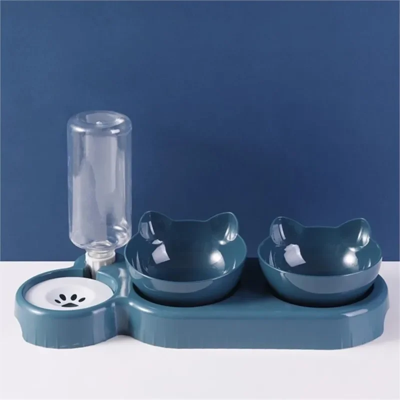 Cuenco para Gato, alimentador automático, dispensador de agua, cuenco de comida para perros y gatos con soporte elevado para beber, cuencos dobles para gatos, perros y mascotas