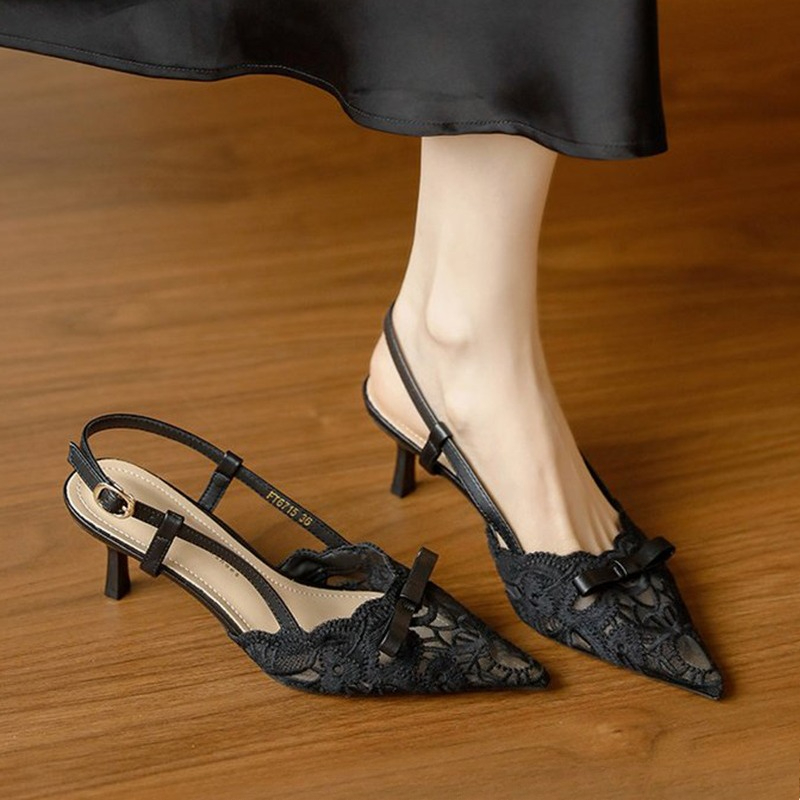 Bow Dames Sandalen met Puntige Teen Sexy Hoge Hakken Mode Schoenen Stiletto's Party Slides Sexy Pumps Jurk Mujer Zapatos