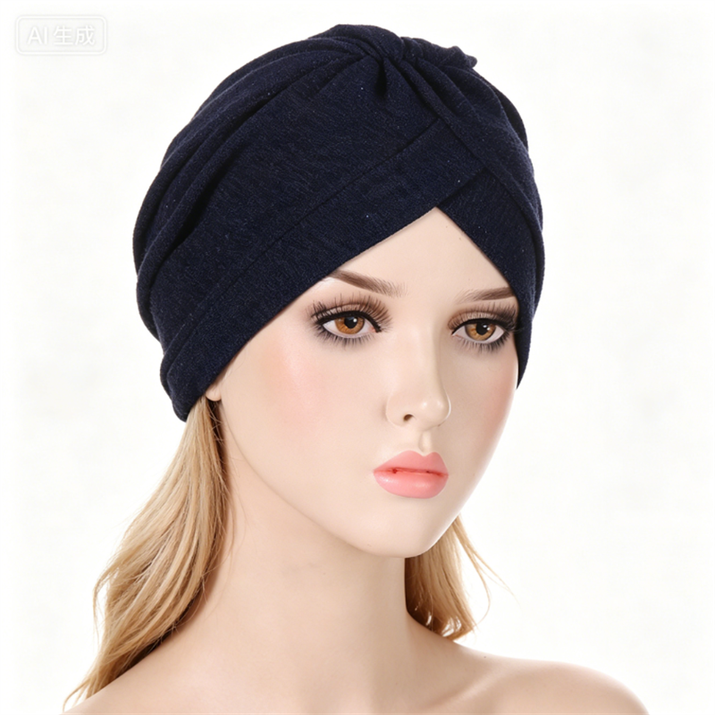 Gorros de Turbante transpirables de Color sólido para Mujer, pañuelo musulmán para la cabeza, gorro Hijab listo para usar, novedad de 2022