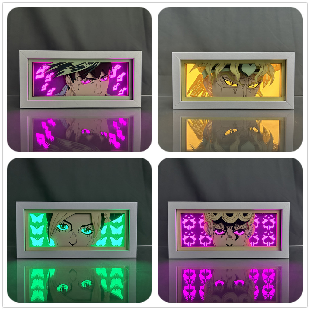 Kotak lampu Led Anime Jojo Bizarre Adventure Rohan Paper Cut Shadow Box Jotaro untuk kamar Deco Jolyne Jojo's Lightbox Dio lampu meja