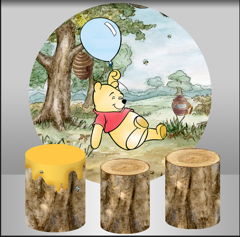 Disney Winnie The Pooh Dekorasi Latar Belakang Pesta Bulat Latar Belakang Disesuaikan Dekorasi Ulang Tahun Anak-anak Spanduk Pernikahan