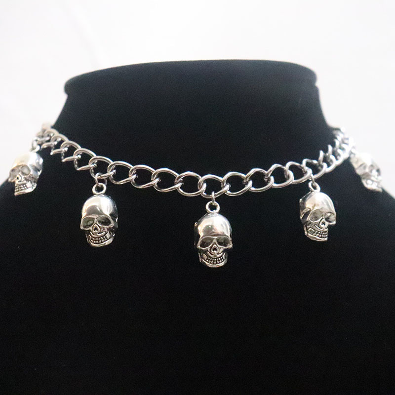 Vintage overdreven schedel metalen hanger ketting voor vrouwen mannen hip hop punk cool harajuku choker ketting mode-sieraden nieuw