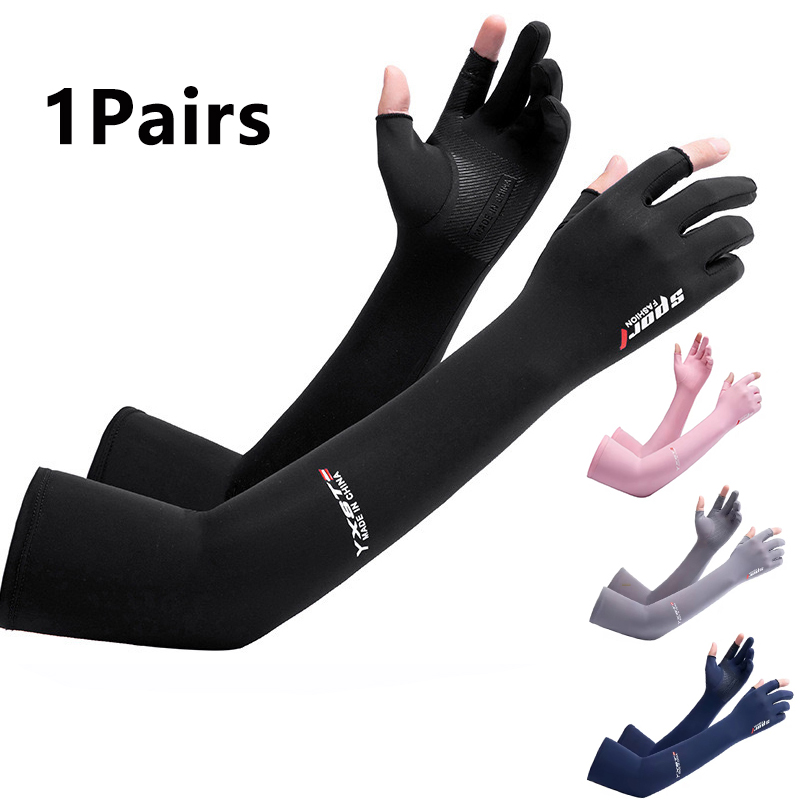 1 par outono e verão luvas resistentes a UV mangas luvas de proteção de braço para esportes ao ar livre masculino e feminino