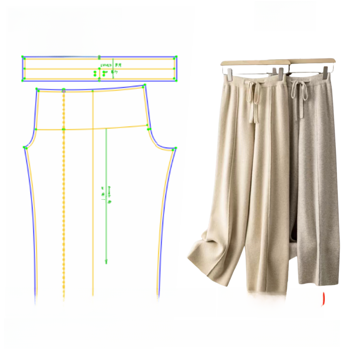 High Waist Camere Wide Leg Pants Pattern for Women Autumn Winter Faion Design Cus Made Clothing DIY Service