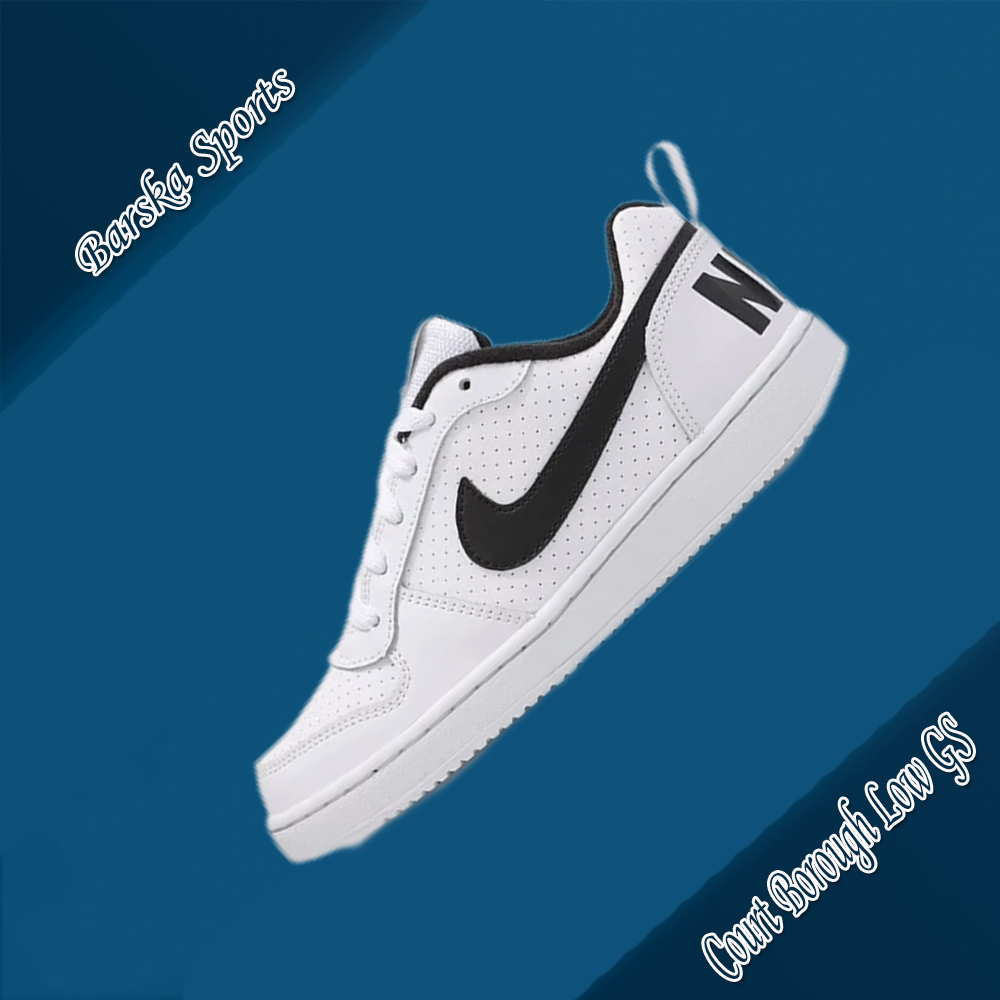 Nike Court Borough Low GS Спортивная обувь для доски Женская удобная носимая повседневная обувь Классическая повседневная обувь Черный Белый