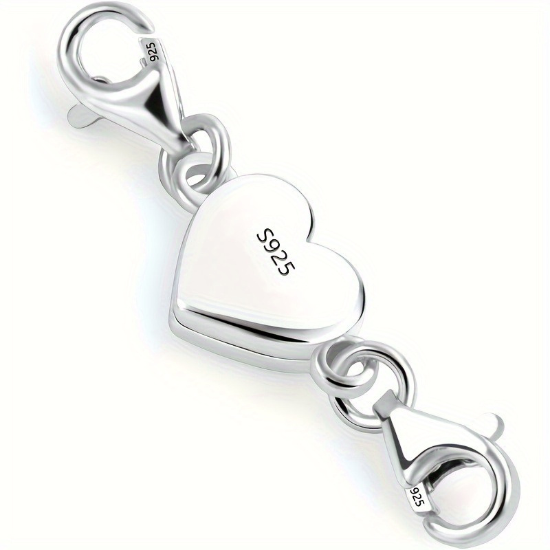 Cierre magnético de joyería con forma de corazón, cierre y cierre magnético para collar, cadena doble, cierre de langosta, 1 ud.
