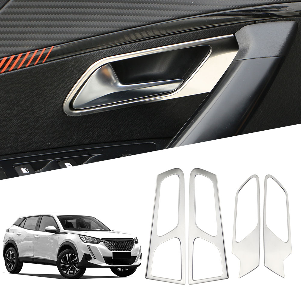 Autocollant de couvercle de bol de poignée de porte, moulures de décoration, accessoires d'intérieur, pour Peugeot 2008 2019 – 2023 E2008 2020 – 2022, 4 pièces