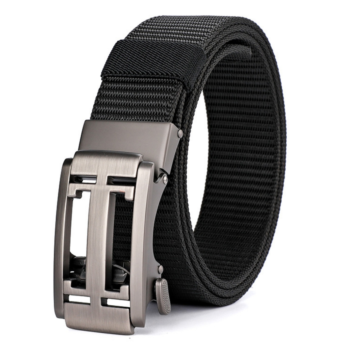 Cinturón táctico unisex de 4 mm de espesor, 3,5 cm de ancho, cinturón de lona informal, cinturón con hebilla automática de aleación para exteriores