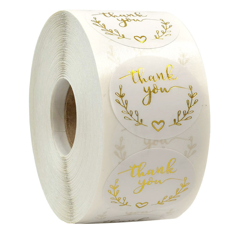 Autocollants de remerciement dorés, 100 à 500 pièces, fournitures pour petites entreprises, décoration de pâtisserie pour fête de mariage, emballage cadeau, papeterie