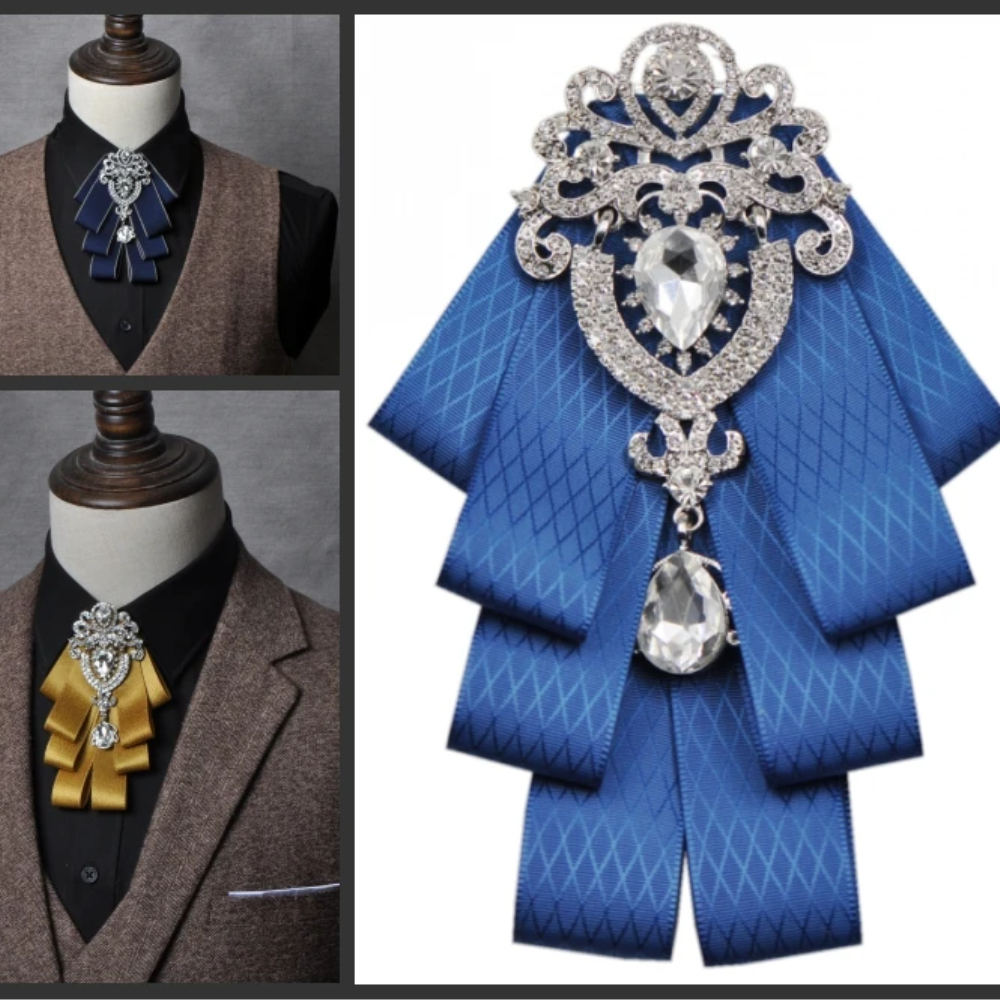 Pajarita de diamantes de imitación de tela Retro Para hombres y mujeres, corbata de lujo de estilo británico, accesorios de ropa de boda