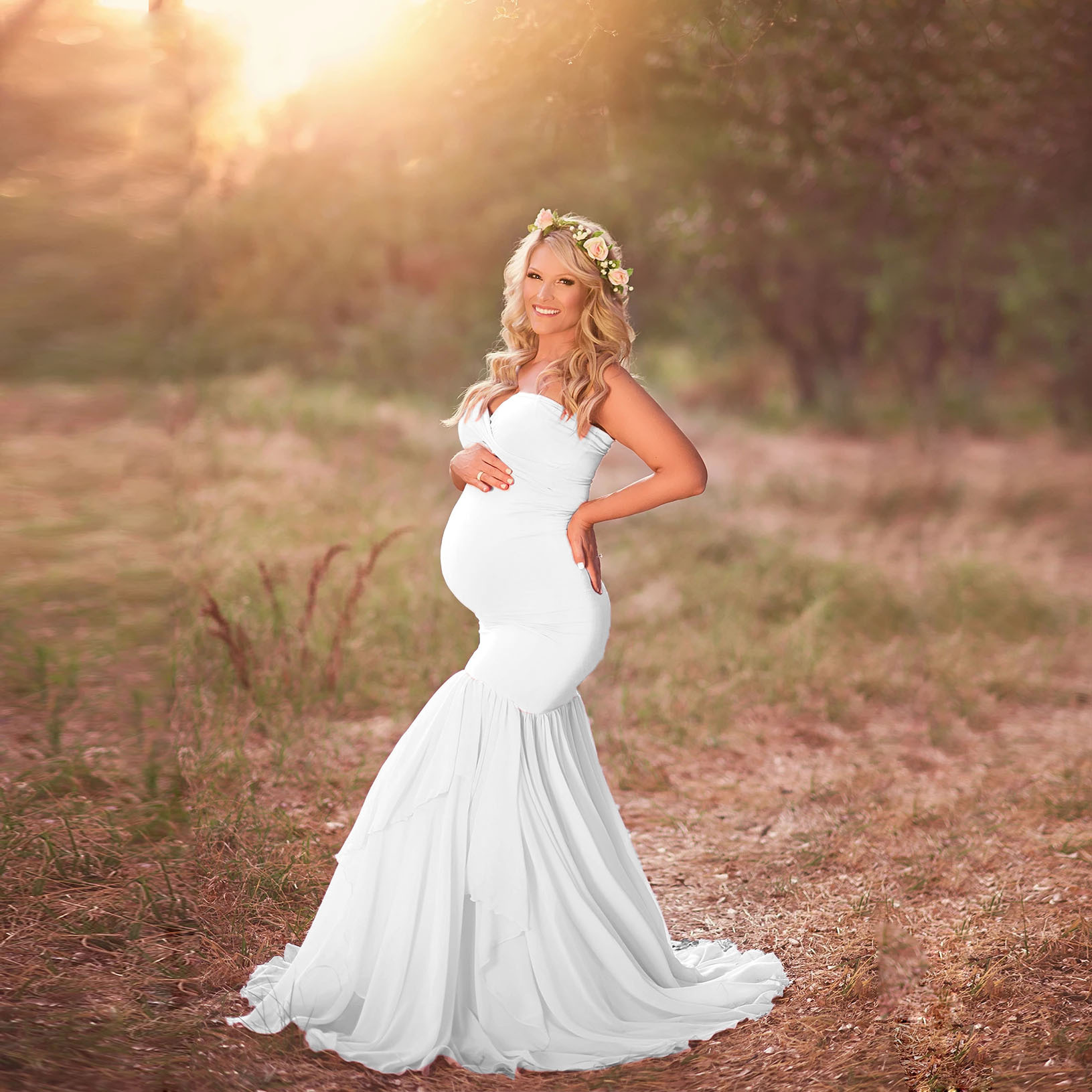 Vestidos de sesión de fotos de maternidad, vestido largo blanco con hombros descubiertos, vestido de Baby Shower para mujer embarazada, vestidos de fotografía elegantes