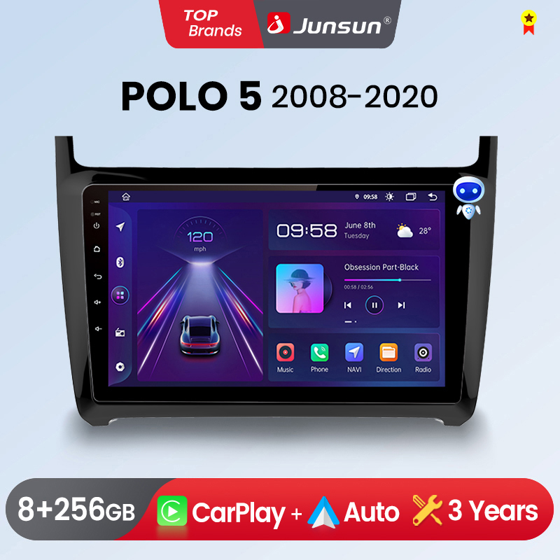 Junsun Wireless CarPlay Android Auto Car Radio for VW volkVolkswagen POLO 5 GPS Intelligent Systems tereo Multimedia Car Radio