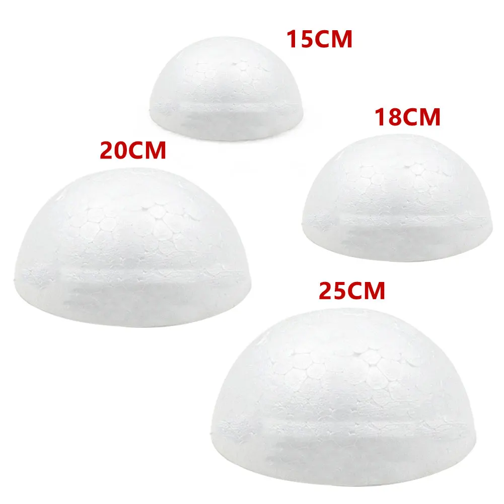 1 Buah 15Cm/18Cm/20Cm/25Cm Bola Busa Polistiren Setengah Bulat untuk DIY Natal Natal Anak-anak Dicat Dekorasi Bola Bunga Pesta Rabu