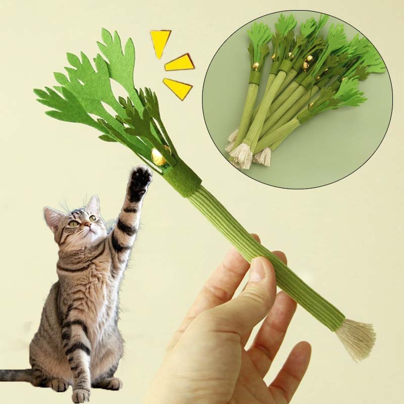 Juguete interactivo para masticar gatos, palo de vid de plata Natural, juego de gatito y apio chirriante, juguete para limpieza de dientes resistente a mordeduras, 2 uds.