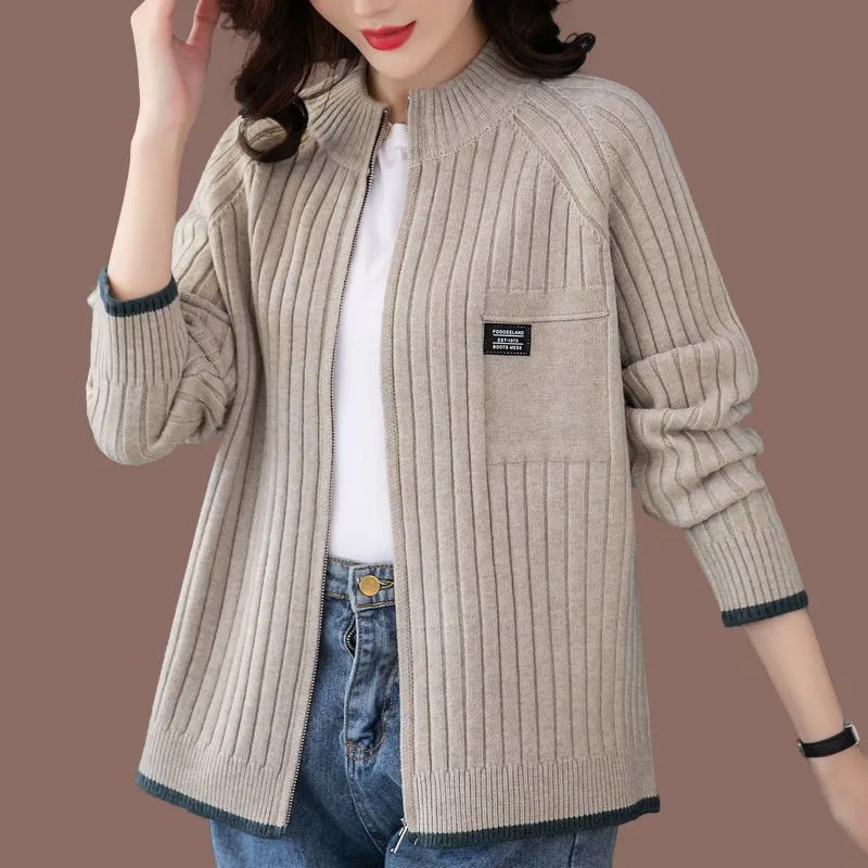 Cardigan tricoté pour femme, manteau, manches longues, décontracté, fermeture éclair, vêtements d'extérieur, veste courte en tricot, nouvelle collection automne hiver 2025