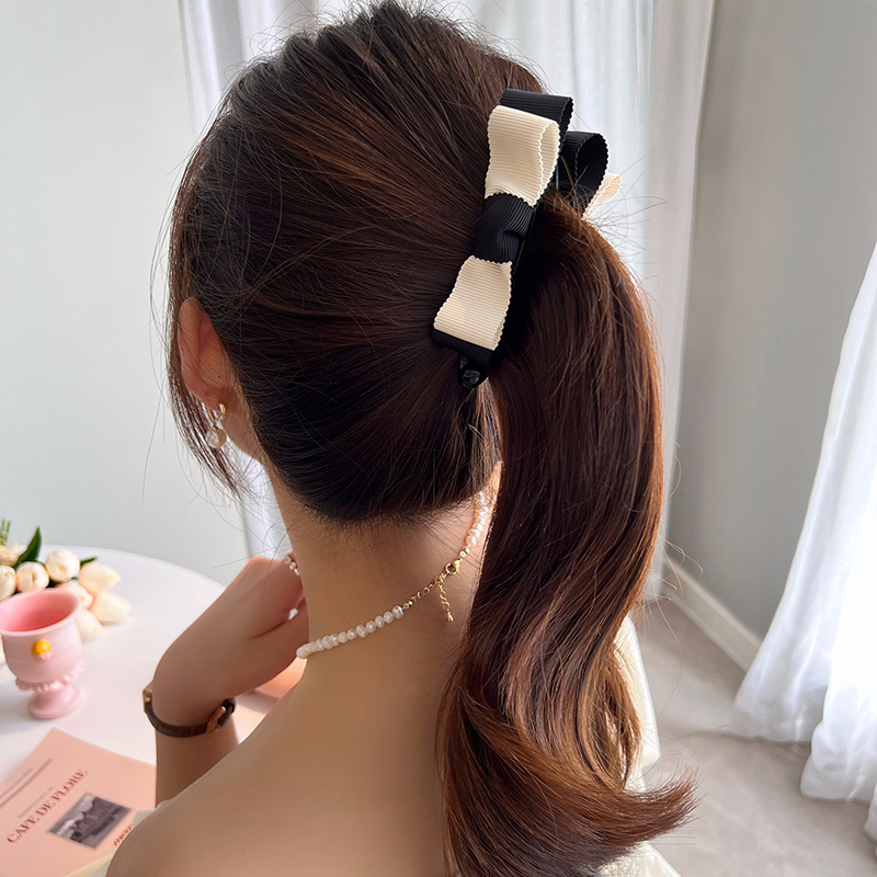 Lystrfac moda preto branco arco banana grampo de cabelo para mulheres meninas cavalinha hairpin headdress feminino acessórios para o cabelo