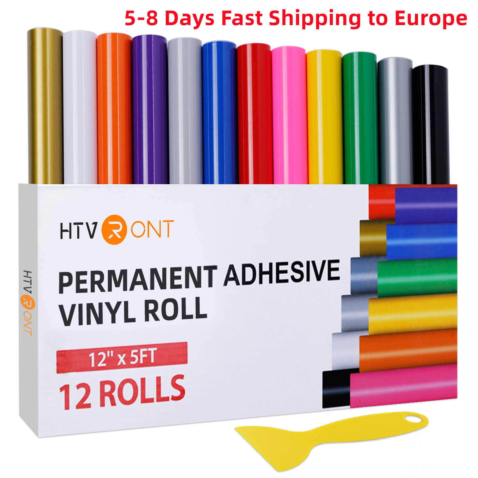 Multi Cor Adesivo Permanente Vinil Rolls, Cricut Craft, DIY Cup Glass Phone Case, Home Decor Presente, HTVRONT, 12 "x 5ft, 12 Pack