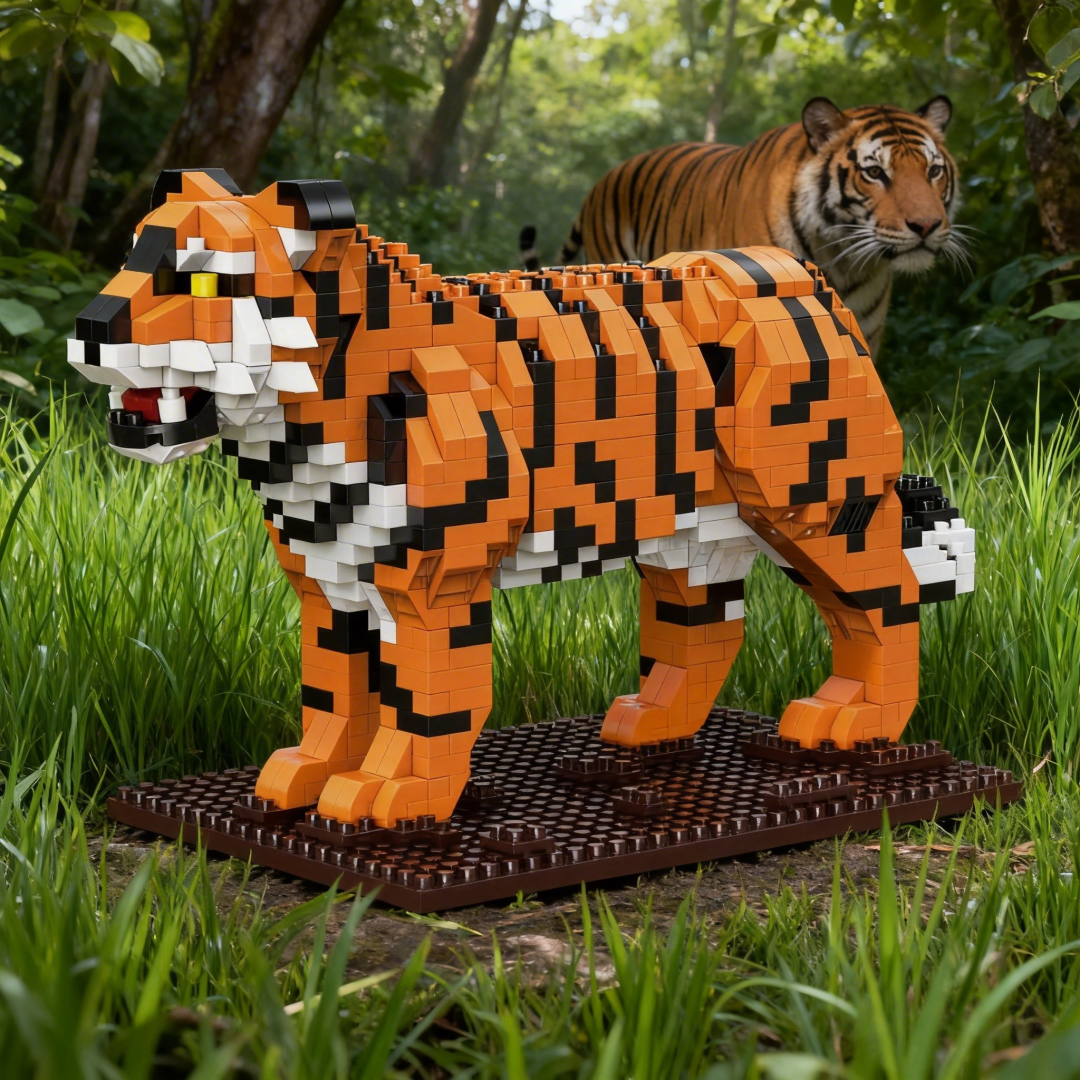 Bloques de Construcción Micro 3D de Animales: Tigre, León, Jirafa - Rompecabezas Simple, Decoración de Escritorio, Regalos Educativos de Navidad y Cumpleaños para Adolescentes