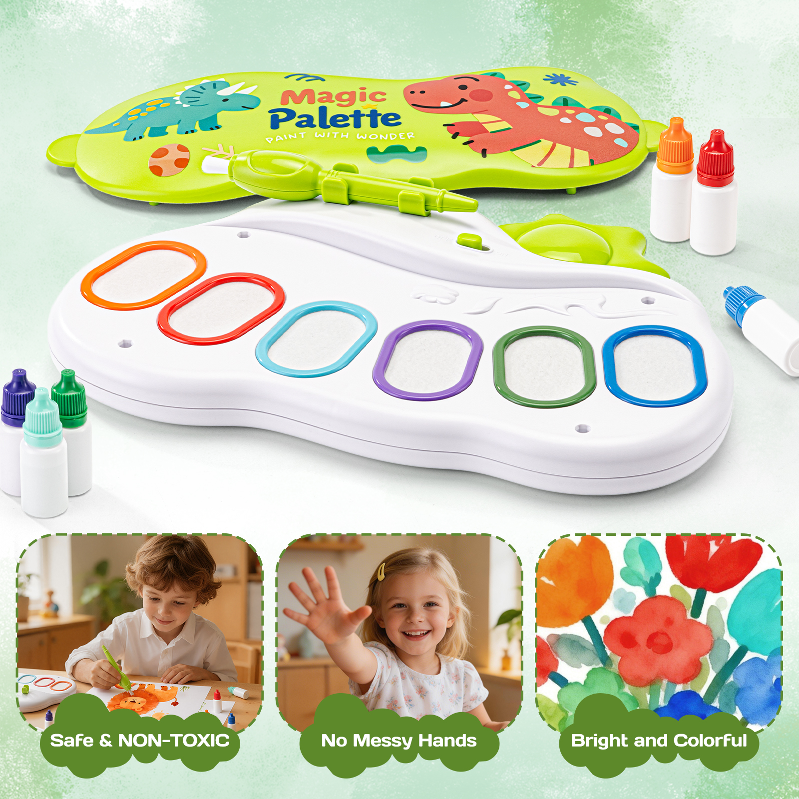 Kinder-Malpalette ohne Schmutz, ungiftiges Lernspielzeug für Kinder, sicher für Haut und Kleidung, ideal für Zuhause und Schule