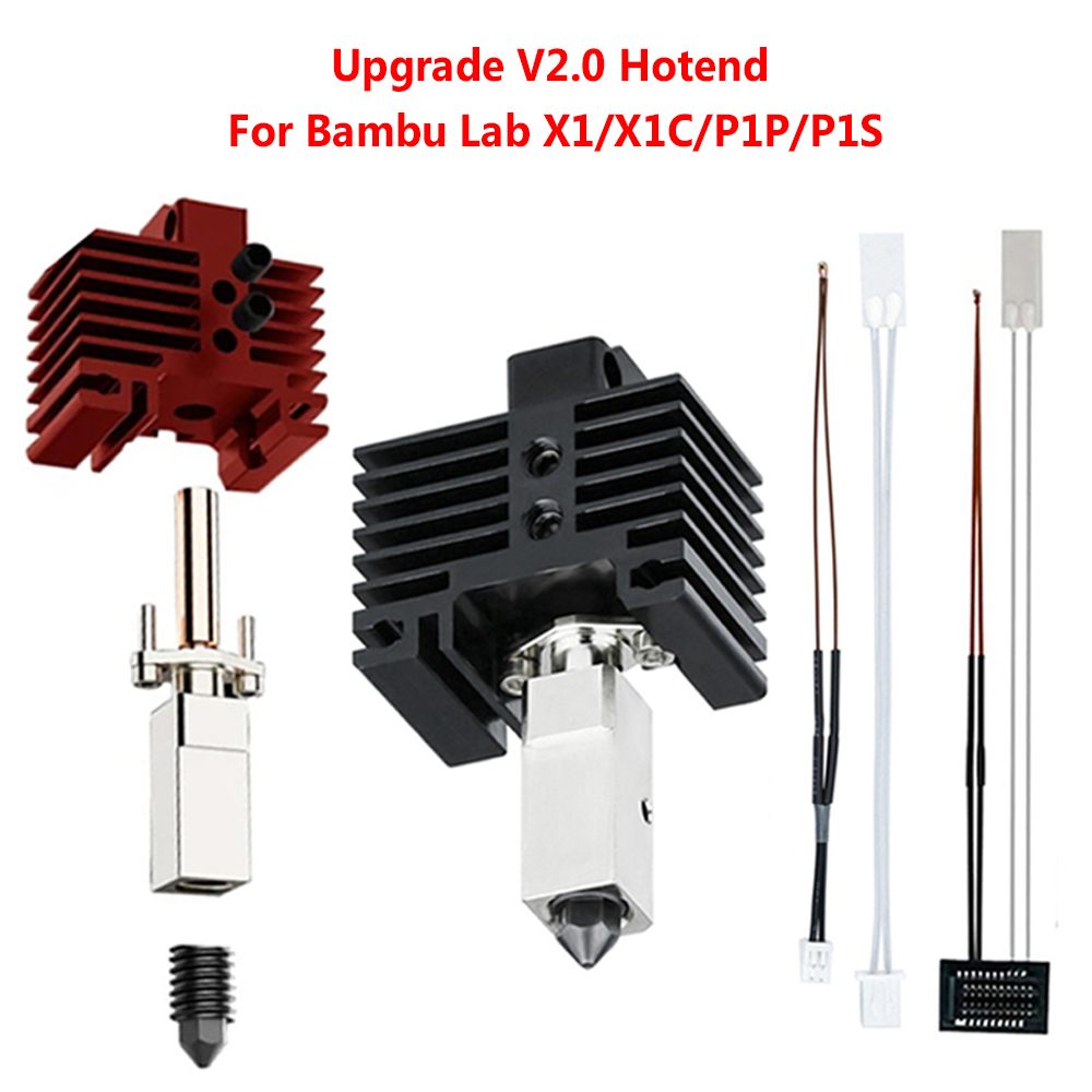 Kit de actualización V2 Hotend para Bambu Lab P1P X1 P1S X1C: Termistor, garganta bimetálica y boquilla de acero endurecido para cabezal de impresión Bambulab