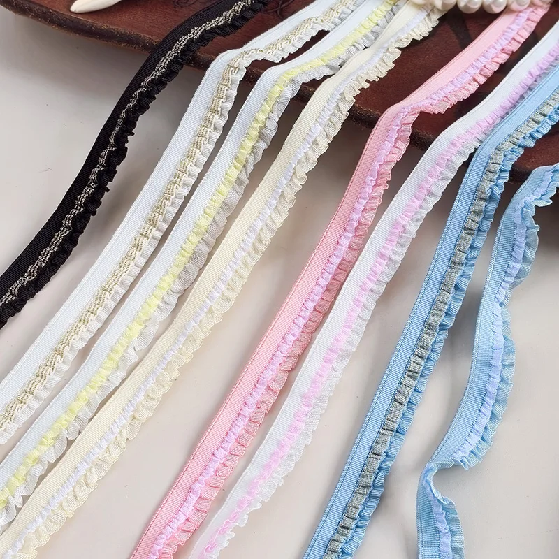 Pita jahit elastis, pemangkasan renda rempel, aksesori Lingerie pakaian dalam DIY, warna lebar, kerajinan, 3yard/Lot, 1.2cm