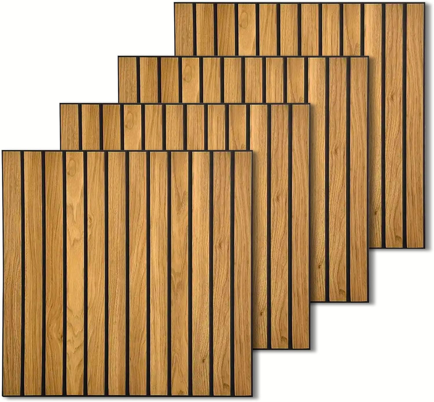 4 paneles acústicos con efecto madera, 60x60cm, insonorización para techo y pared, roble claro moderno