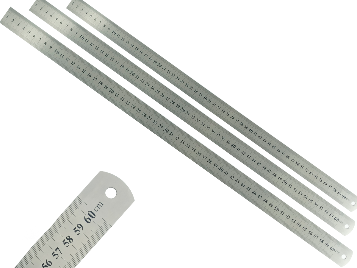 Kit 3 righello in metallo inossidabile a basso rilievo marcatura scuola uso ufficio ingegnere professionale 60 cm