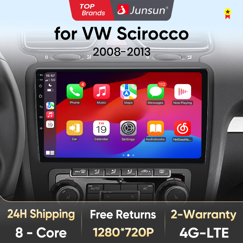 Junsun V1 AI Voice Wireless CarPlay Android Auto Radio per Volkswagen Scirocco 2008-2013 4G Car Multimedia GPS 2din autoradio