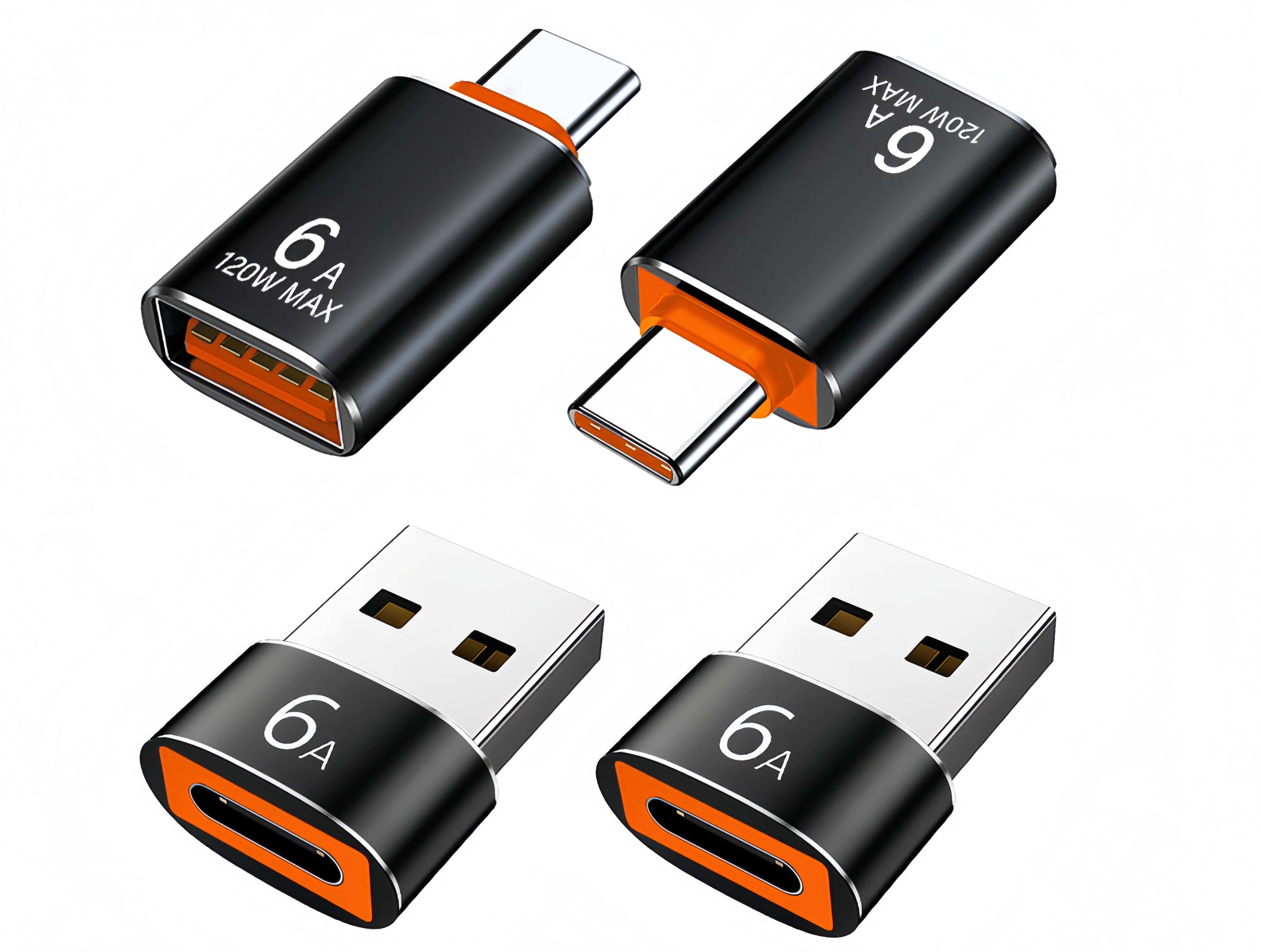 Adapter USB na USB C, 4 sztuki, Adapter OTG USB A 3.0 żeński na USB C męski X2, Adapter USB C żeński na USB męski X2, Kompatybilny