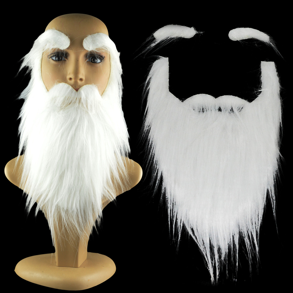 Feest Voorstelling Rekwisieten Santa Claus Witte Baard Witte Wenkbrauwen Nep Baard Set Kerst Hallowee Xmas Party Versiering Navidad