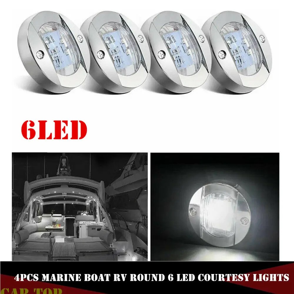 6LED 12V Round Yacht Marine Boat LED Stern Light Cabin Deck Courtesy Light Marine Interior Cabin Lights White/blue Waterproof