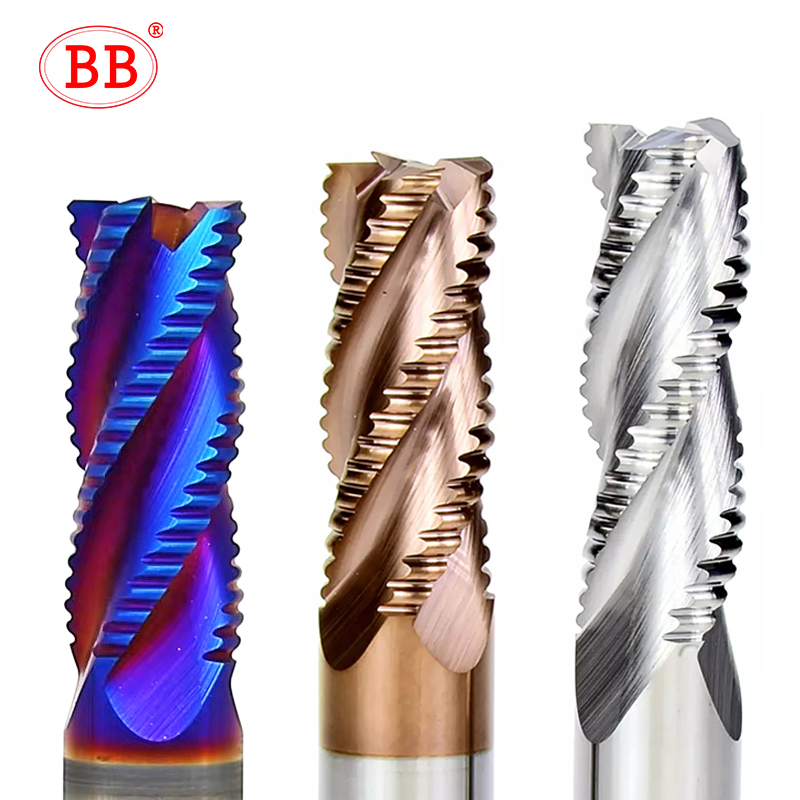 Fraise d'ébauche BB en carbure massif, usinage CNC, 3 cannelures, 4 dents pour métal, acier, fer, aluminium, MDF, acrylique, bois, cuivre, plastique