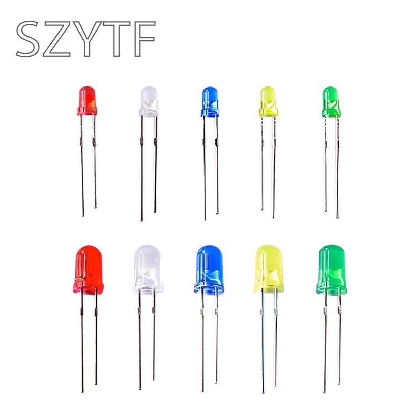 100 sztuk/partia 3mm diody LED zestaw 3mm emitujące światło ciepły biały zielony czerwony niebieski żółty pomarańczowy fioletowy UV różowy LED DIY