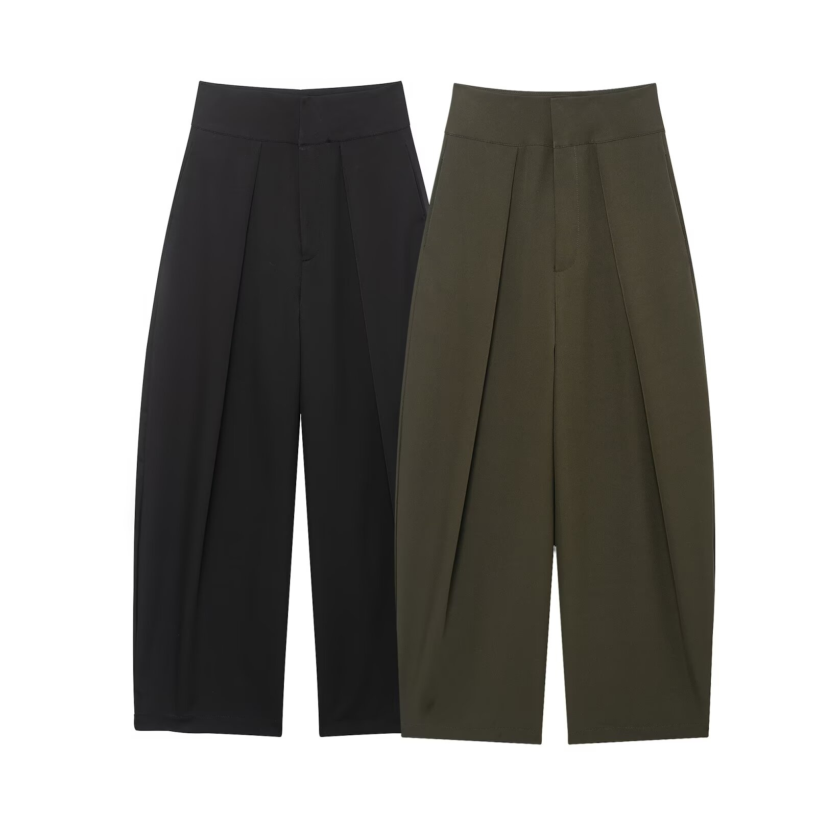2025 inverno nova moda casual feminina simples versátil solto de cintura alta plissado estilo balão calças