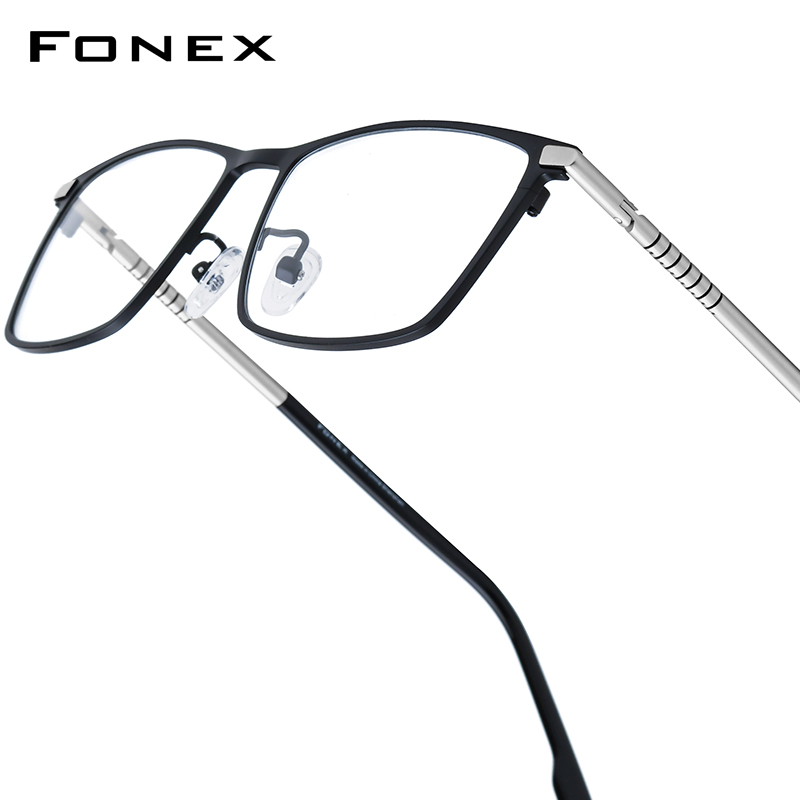FONEX ไทเทเนียมกรอบแว่นตาผู้ชายออกแบบแบรนด์สแควร์อัลตร้าไลท์แว่นตาญี่ปุ่นน้ำหนักเบาเป็นพิเศษคุณภาพสูงแว่นตา 85915