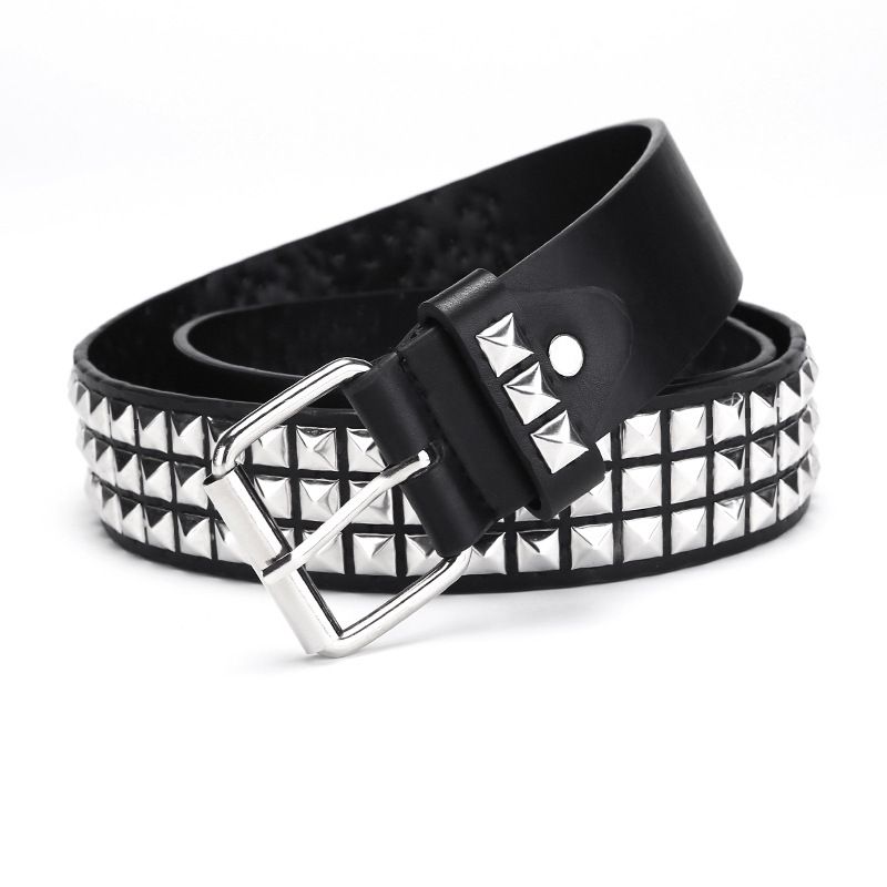 2024 Nowy kwadratowy pasek z nitami Metalowy pasek piramidowy Mężczyźni i kobiety Punk Hardware Jeans Belt Y2K Belt Designer Belt Paski damskie